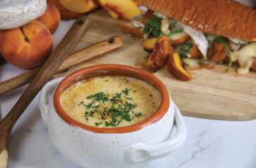 Charred Cauliflower Soup with Peach and Brie Sandwiches try this at home 2022 a food odyssey cape may magazine fall 2022 (2)