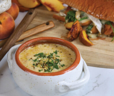 Charred Cauliflower Soup with Peach and Brie Sandwiches try this at home 2022 a food odyssey cape may magazine fall 2022 (2)