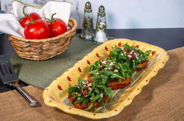 Fried Tomato, Bacon and Arugula