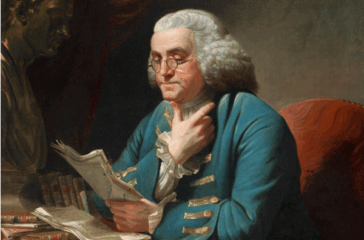 Portrait of Benjamin Franklin reading