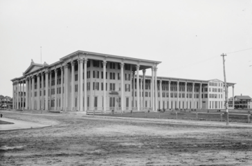 Black and white photograph of the Stockton Hotel